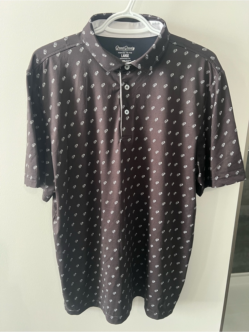 Good Goods Men's Black Printed Polo Shirt - Large